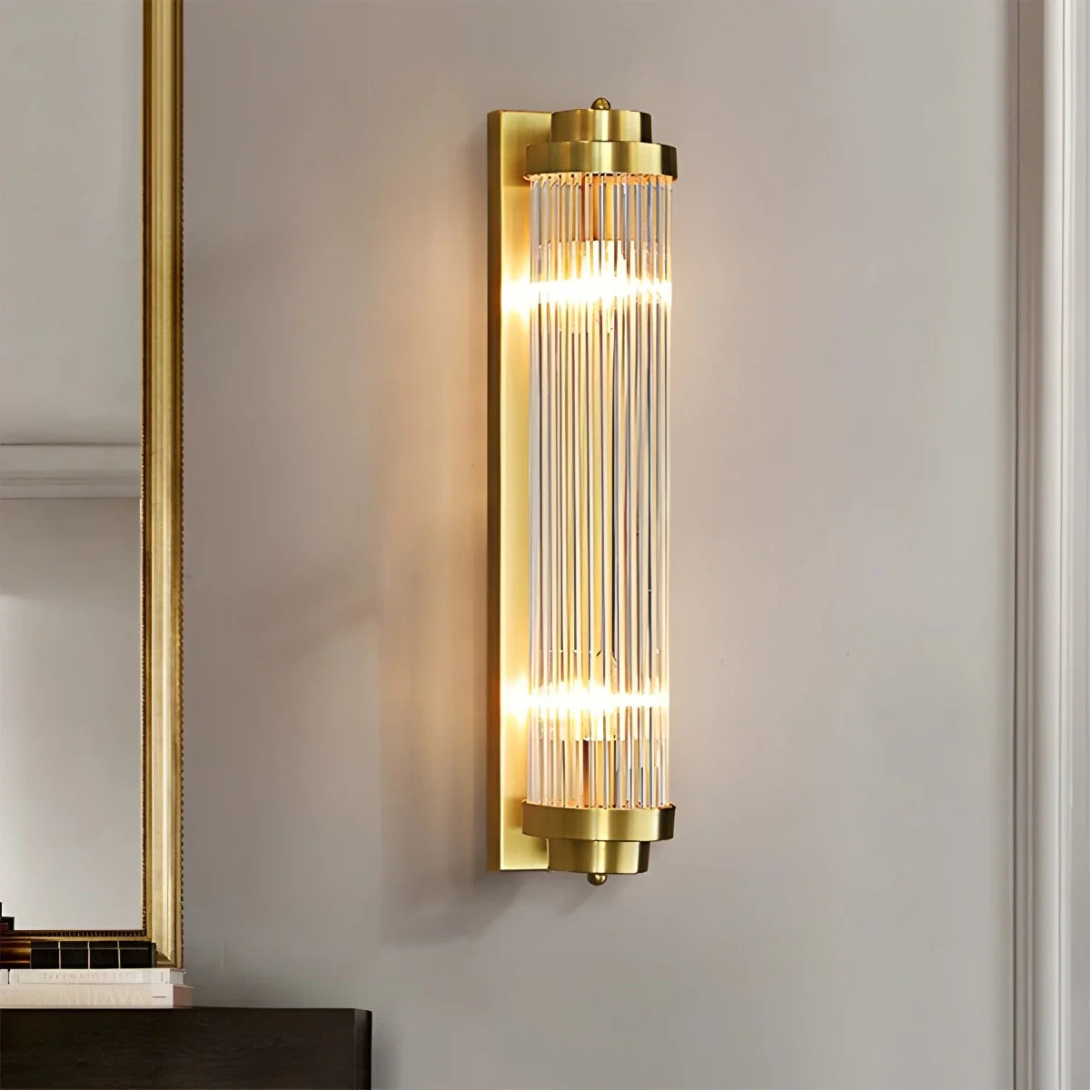 Modern Crystal Wall Sconce | Elegant Design with Golden Accents 14