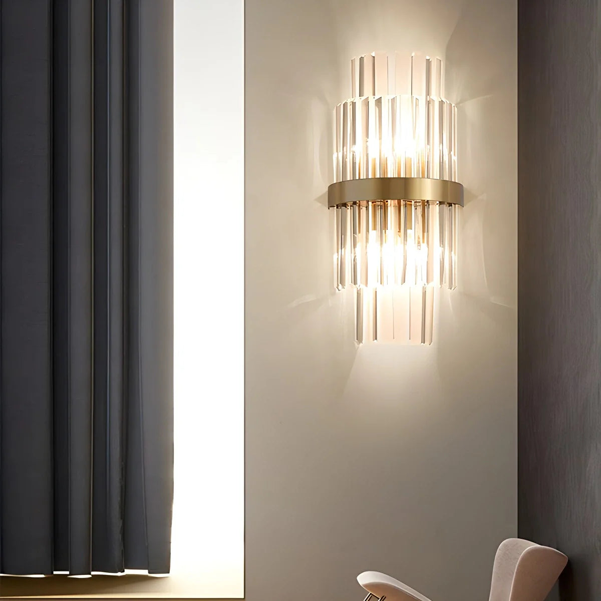 Modern Crystal Wall Sconce | Elegant Design with Golden Accents 15