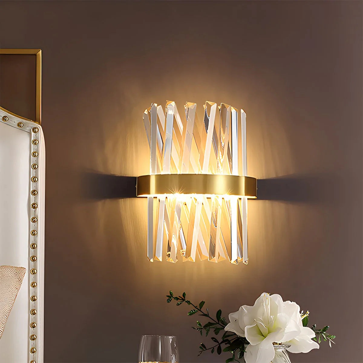 Modern Crystal Wall Sconce | Elegant Design with Golden Accents 16