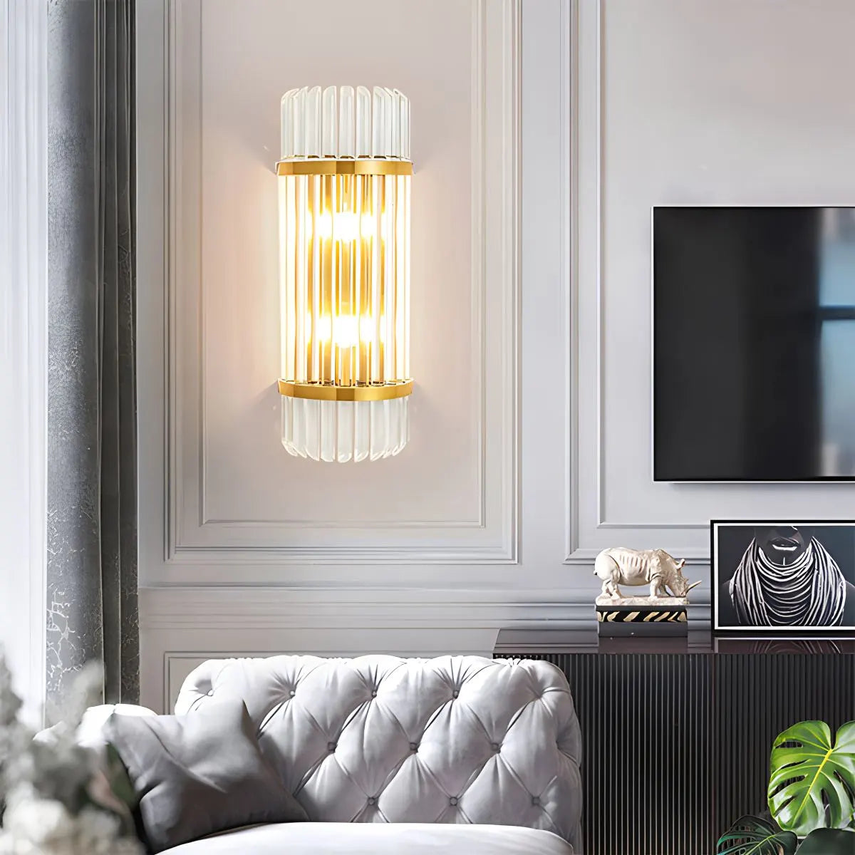 Modern Crystal Wall Sconce | Elegant Design with Golden Accents 17