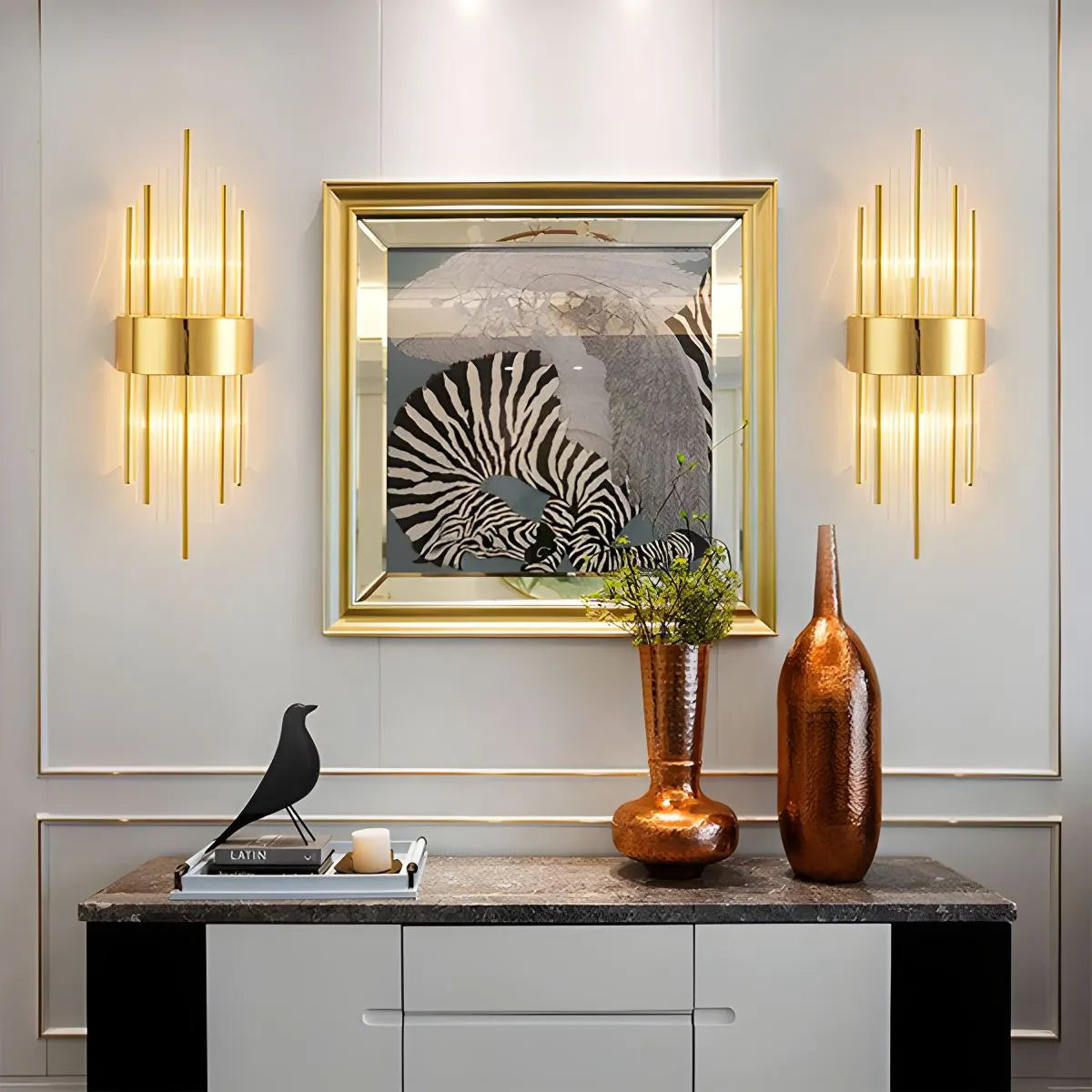 Modern Crystal Wall Sconce | Elegant Design with Golden Accents 20