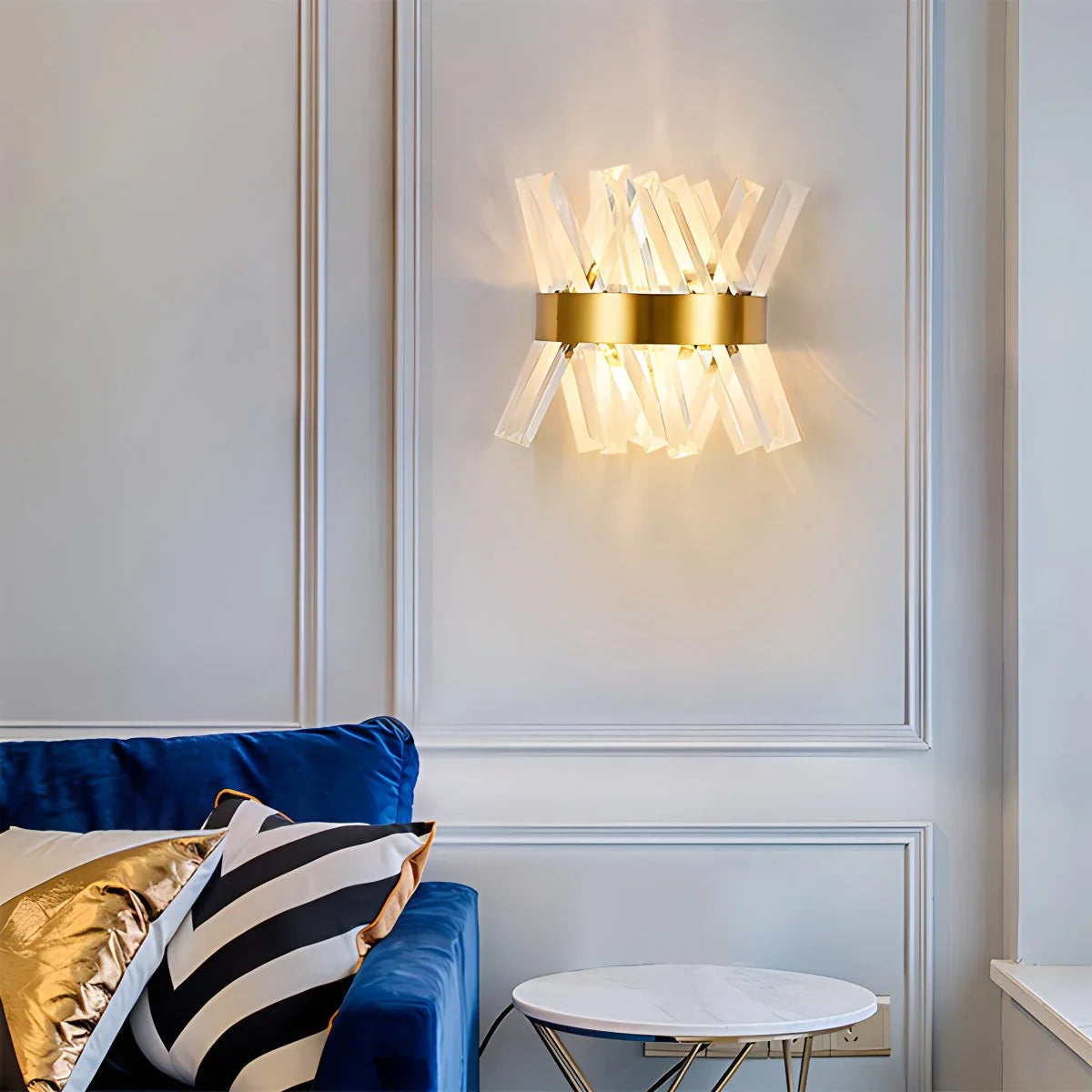 Modern Crystal Wall Sconce | Elegant Design with Golden Accents 7
