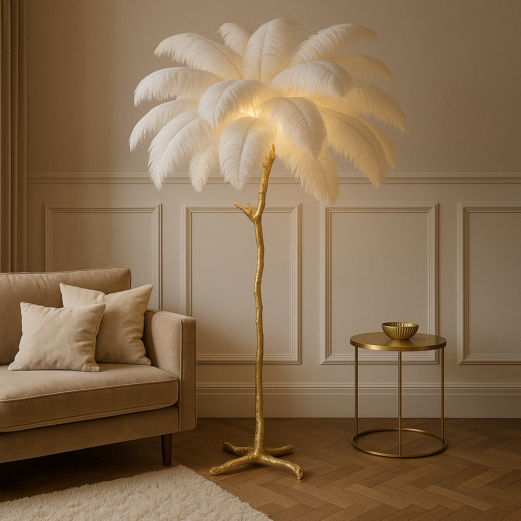 Modern Floor Lamp | Elegant Feather Design with Adjustable LED Lighting 0
