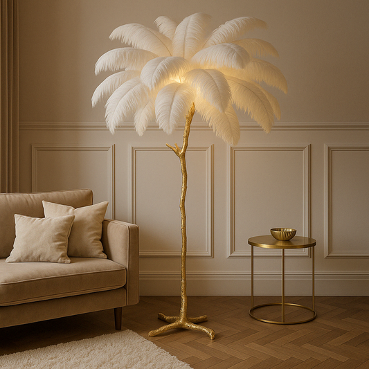 Modern Floor Lamp | Elegant Feather Design with Adjustable LED Lighting 0