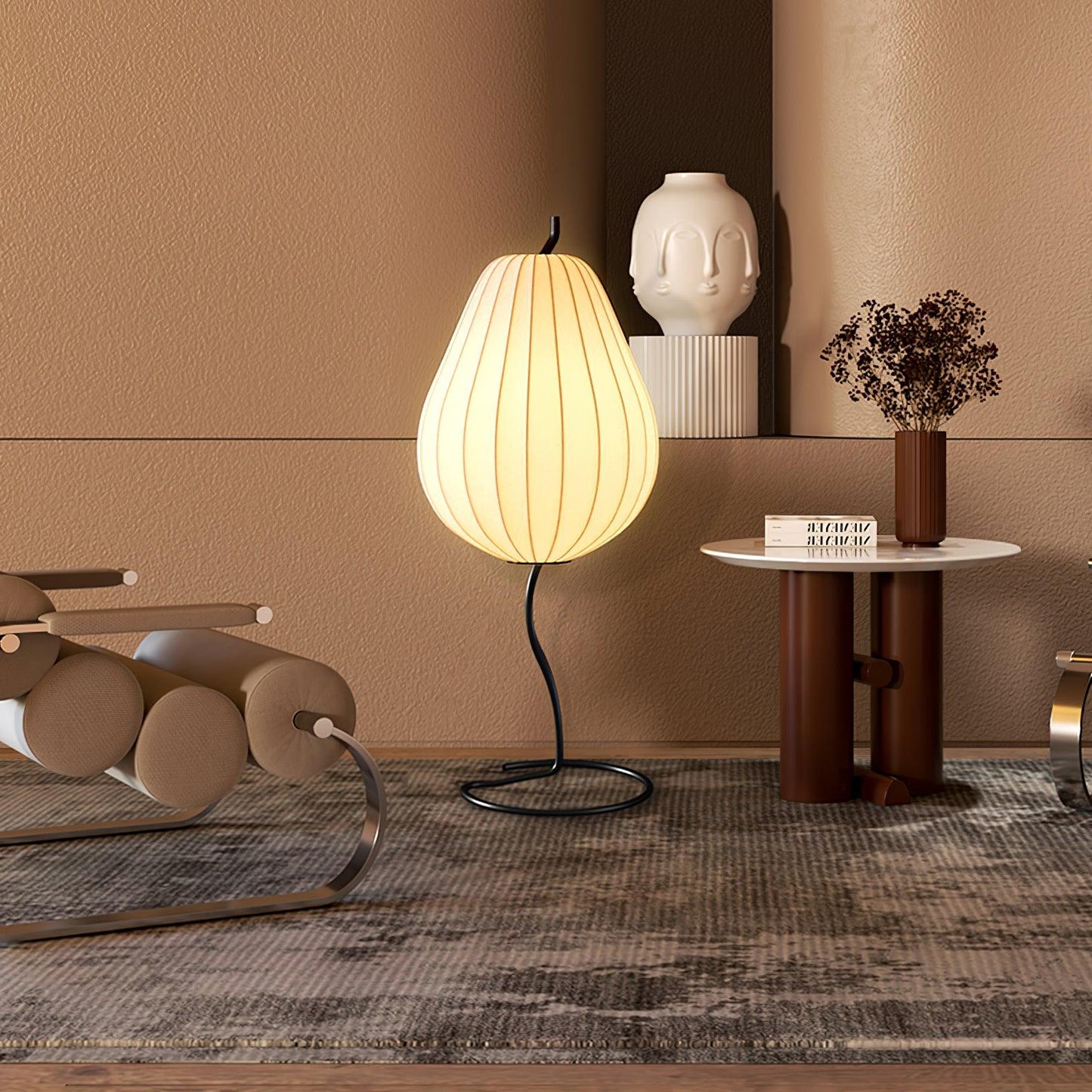 Modern Floor Lamp | Elegant Pear-Shaped Design with Silk Shade for Living Room 8