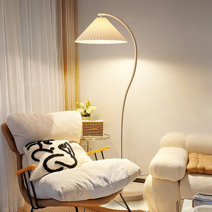 Modern Floor Lamp | Elegant Pleated Shade with Beech Wood Accents 7