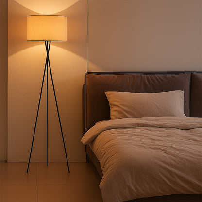 Modern Floor Lamp | Elegant Silk Shade with Warm LED Light for Living Room 1