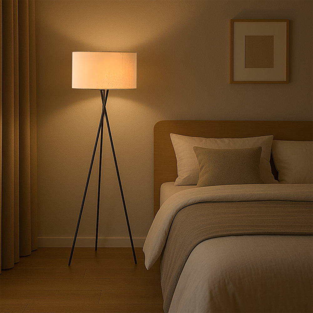 Modern Floor Lamp | Elegant Silk Shade with Warm LED Light for Living Room 2