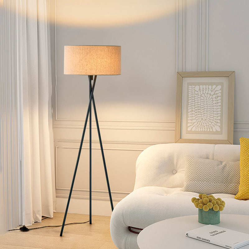Modern Floor Lamp | Elegant Silk Shade with Warm LED Light for Living Room 3