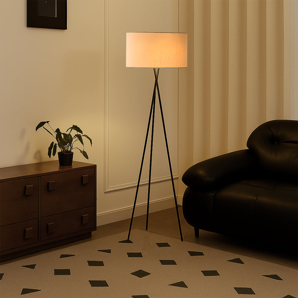 Modern Floor Lamp | Elegant Silk Shade with Warm LED Light for Living Room 5