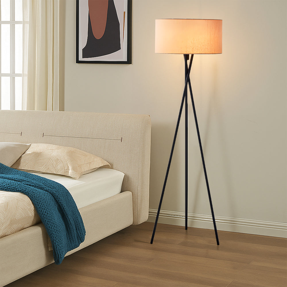 Modern Floor Lamp | Elegant Silk Shade with Warm LED Light for Living Room 6