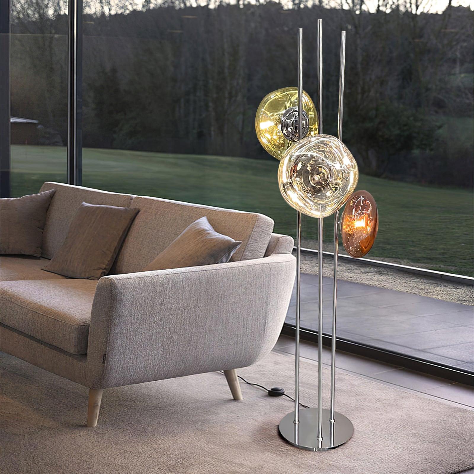 Modern Floor Lamp | Elegant Triple Glass Orb Design 7