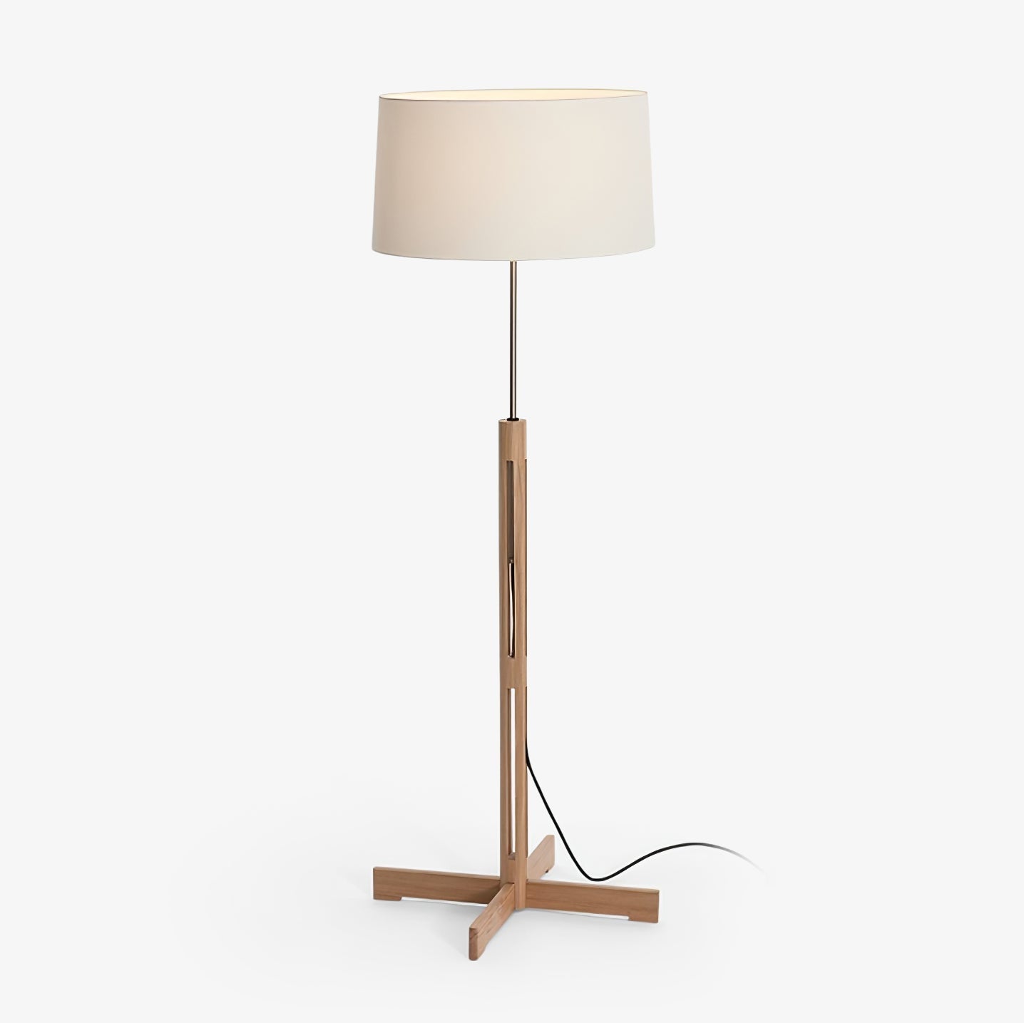Modern Floor Lamp | Elegant Wooden Design with Fabric Shade for Living Room 2