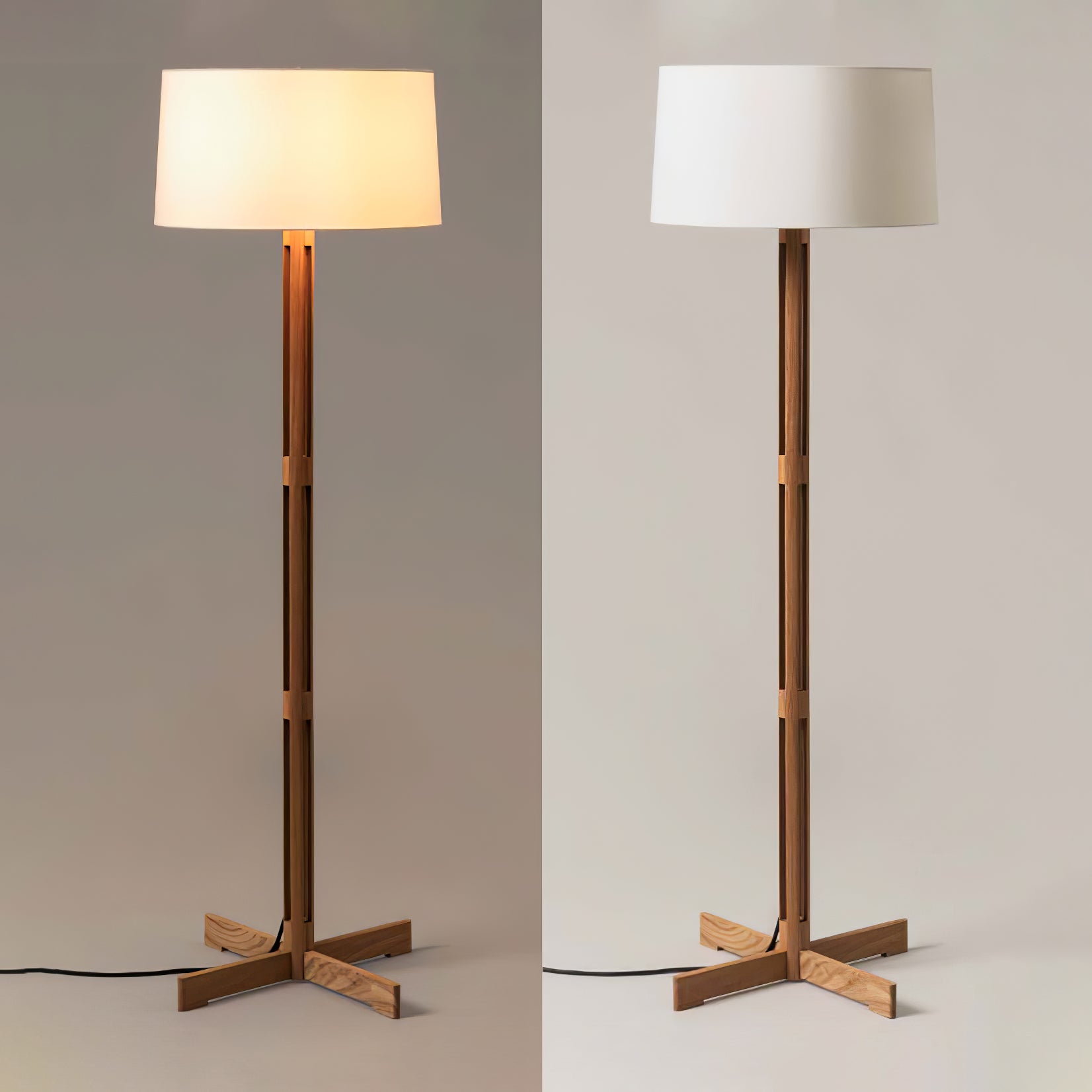Modern Floor Lamp | Elegant Wooden Design with Fabric Shade for Living Room 7