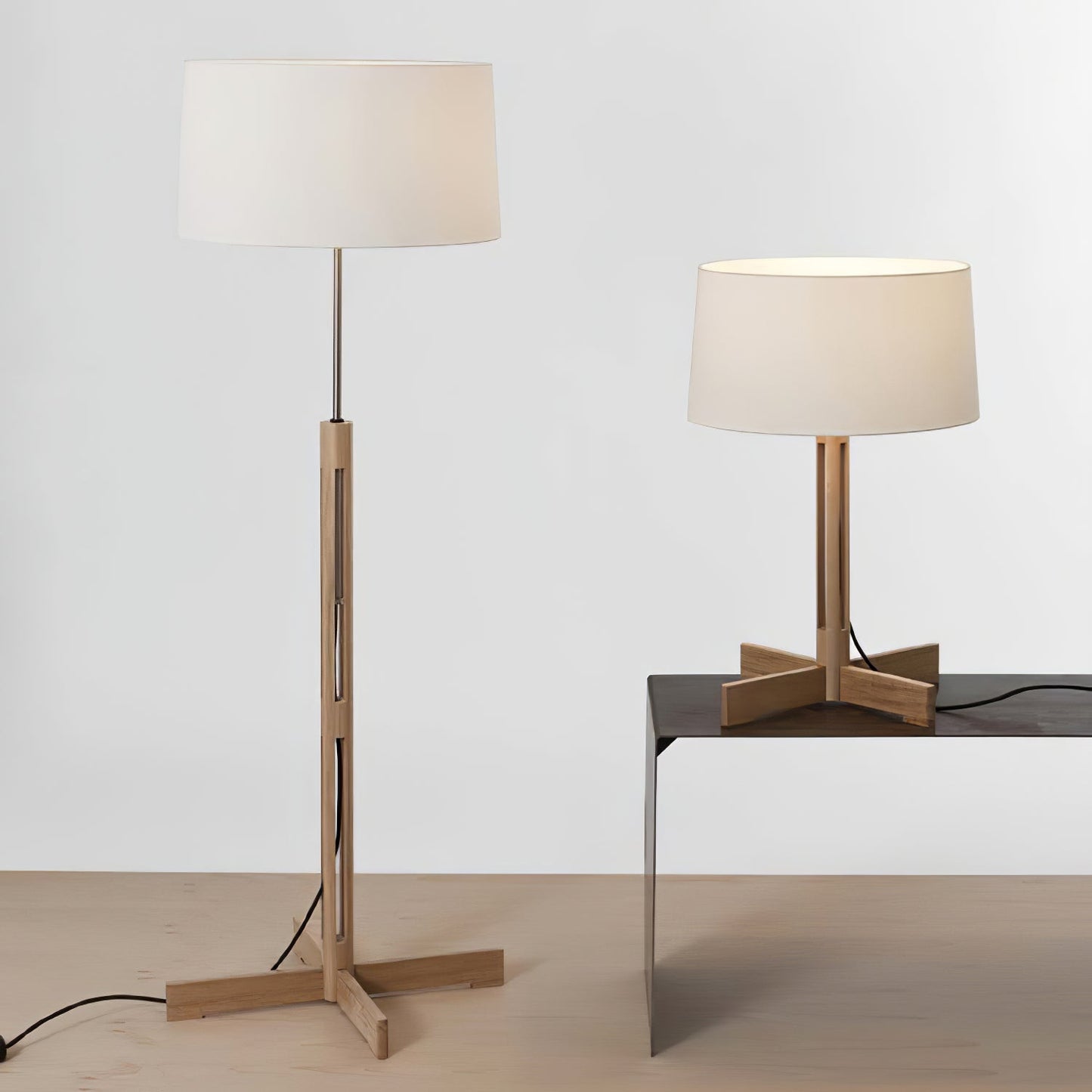 Modern Floor Lamp | Elegant Wooden Design with Fabric Shade for Living Room 8