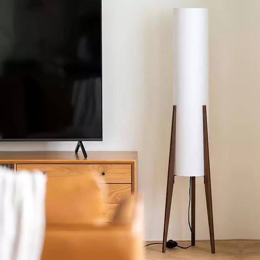 Modern Floor Lamp | Japandi Design with Warm Walnut Base and Soft Glow 0