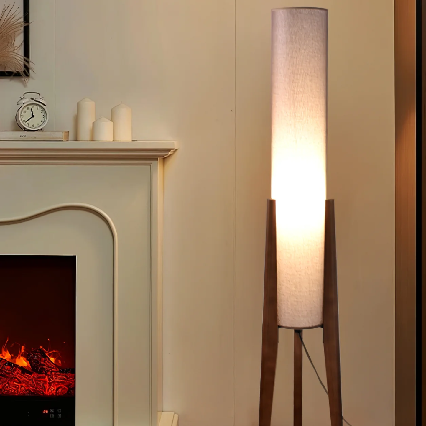Modern Floor Lamp | Japandi Design with Warm Walnut Base and Soft Glow 7