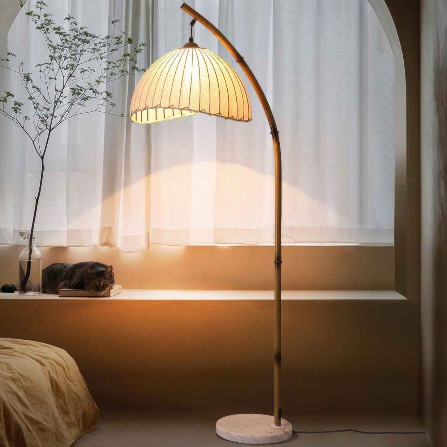 Modern Floor Lamp | Stylish Bamboo Design with Warm LED Lighting 1