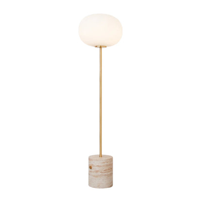 Modern Floor Lamp | Unique Yellow Travertine Base with Frosted Glass 1
