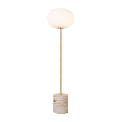 Modern Floor Lamp | Unique Yellow Travertine Base with Frosted Glass 2