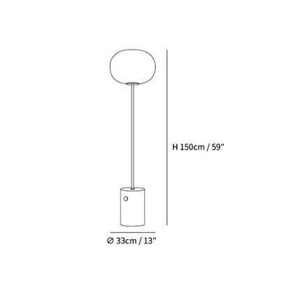 Modern Floor Lamp | Unique Yellow Travertine Base with Frosted Glass 3