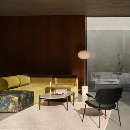Modern Floor Lamp | Unique Yellow Travertine Base with Frosted Glass 6