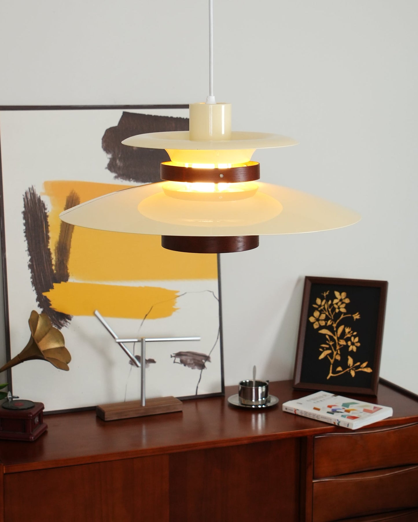 Modern Globe Pendant Light | Layered Design with Warm Wood Accents 6