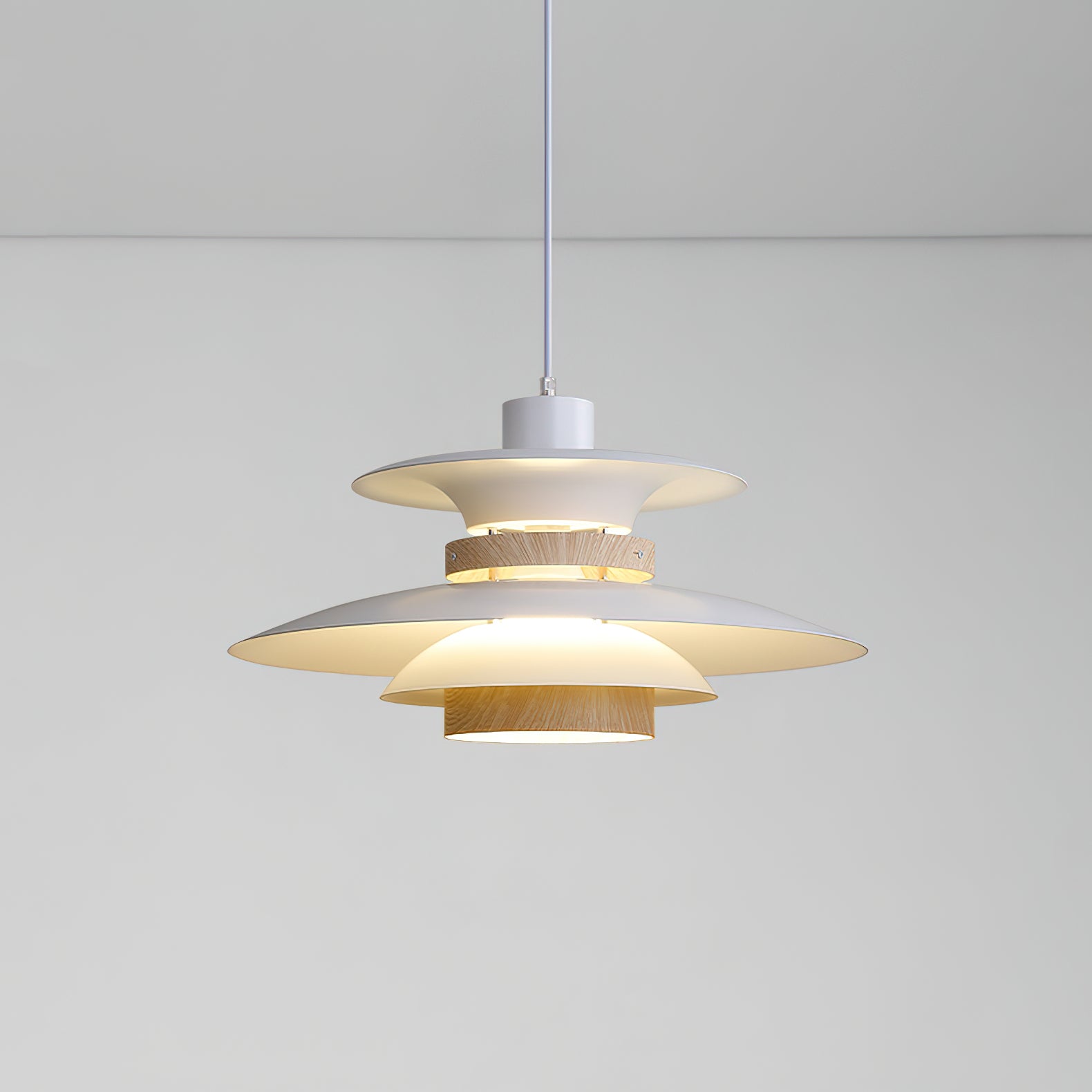 Modern Globe Pendant Light | Layered Design with Warm Wood Accents 9