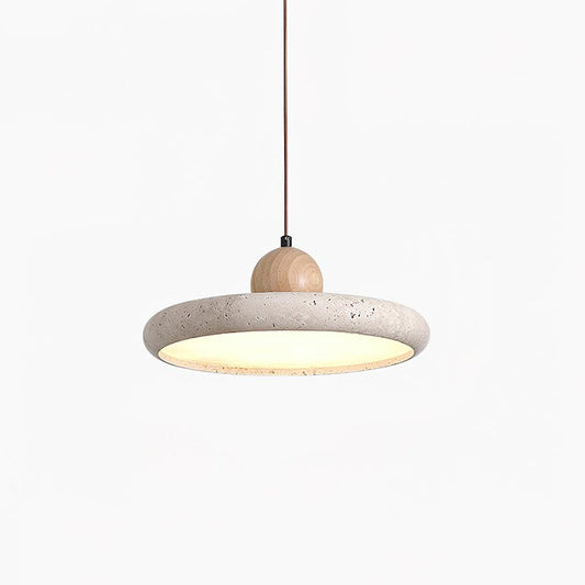 Modern Globe Pendant Light | Natural Travertine and Wood Design for Kitchen Pendant Lighting 0