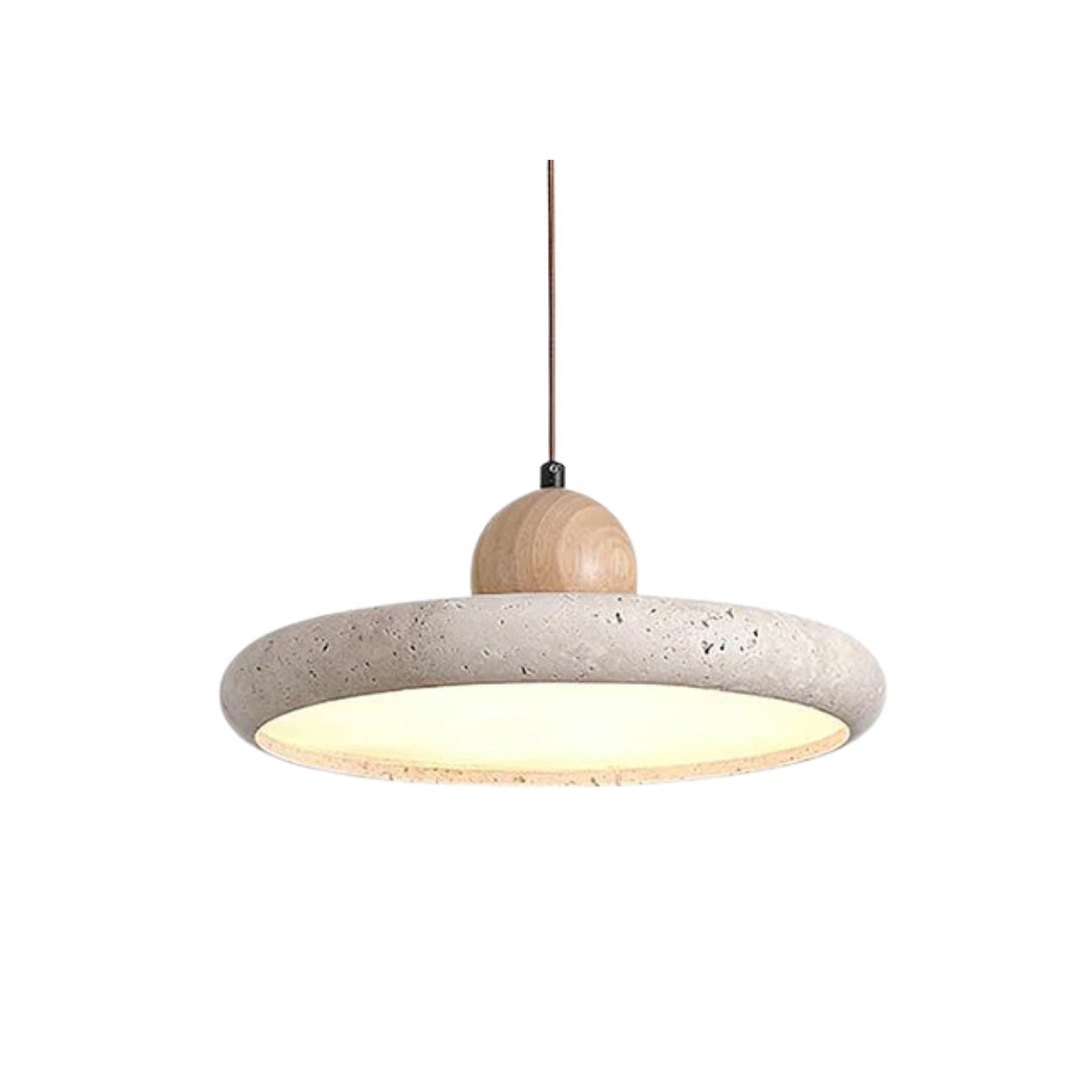 Modern Globe Pendant Light | Natural Travertine and Wood Design for Kitchen Pendant Lighting 1