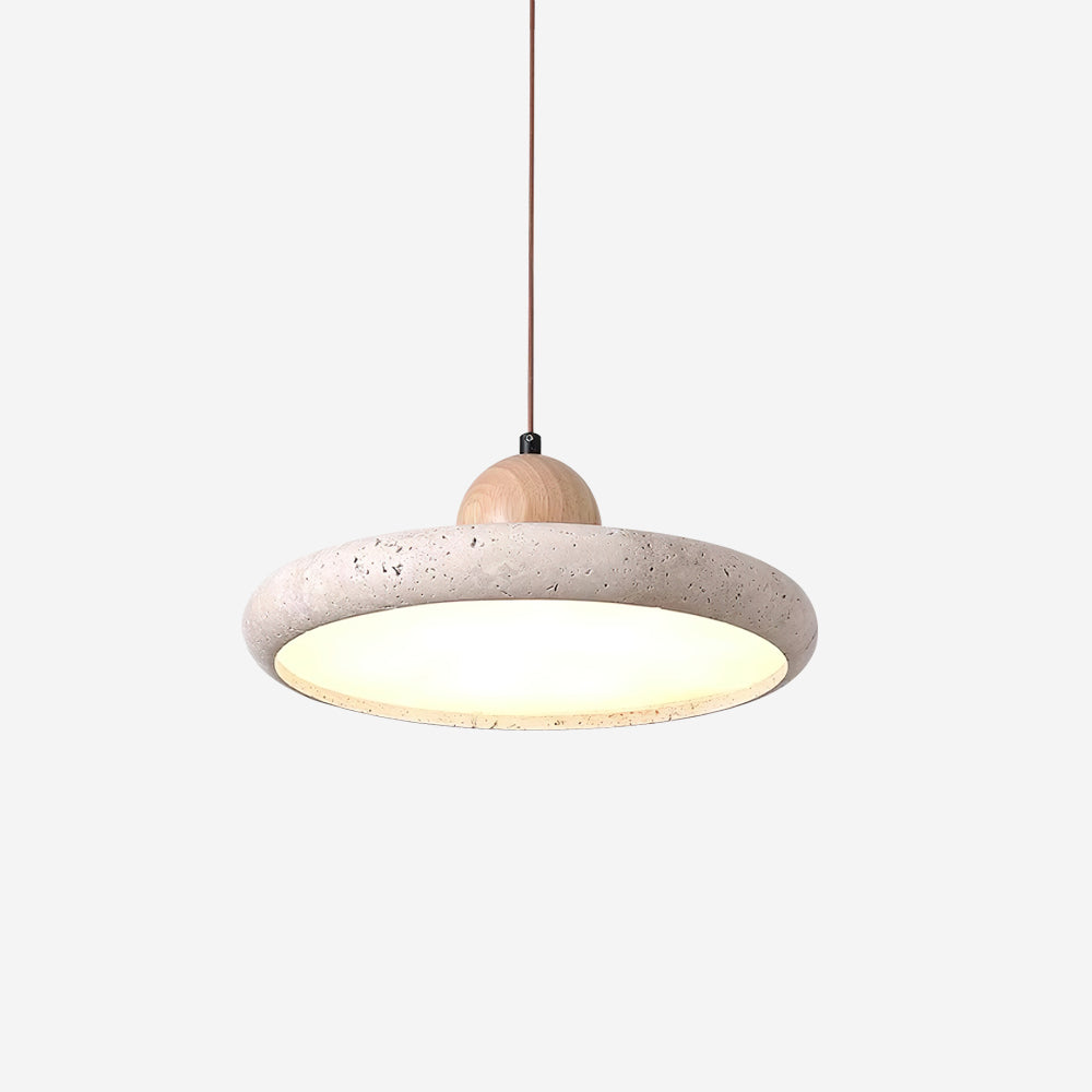 Modern Globe Pendant Light | Natural Travertine and Wood Design for Kitchen Pendant Lighting 2