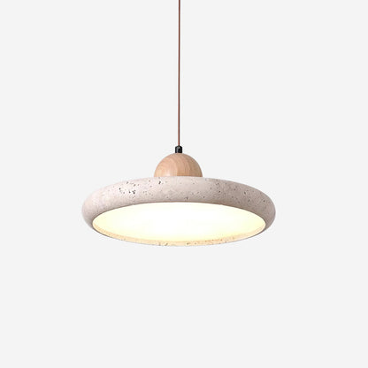 Modern Globe Pendant Light | Natural Travertine and Wood Design for Kitchen Pendant Lighting 2