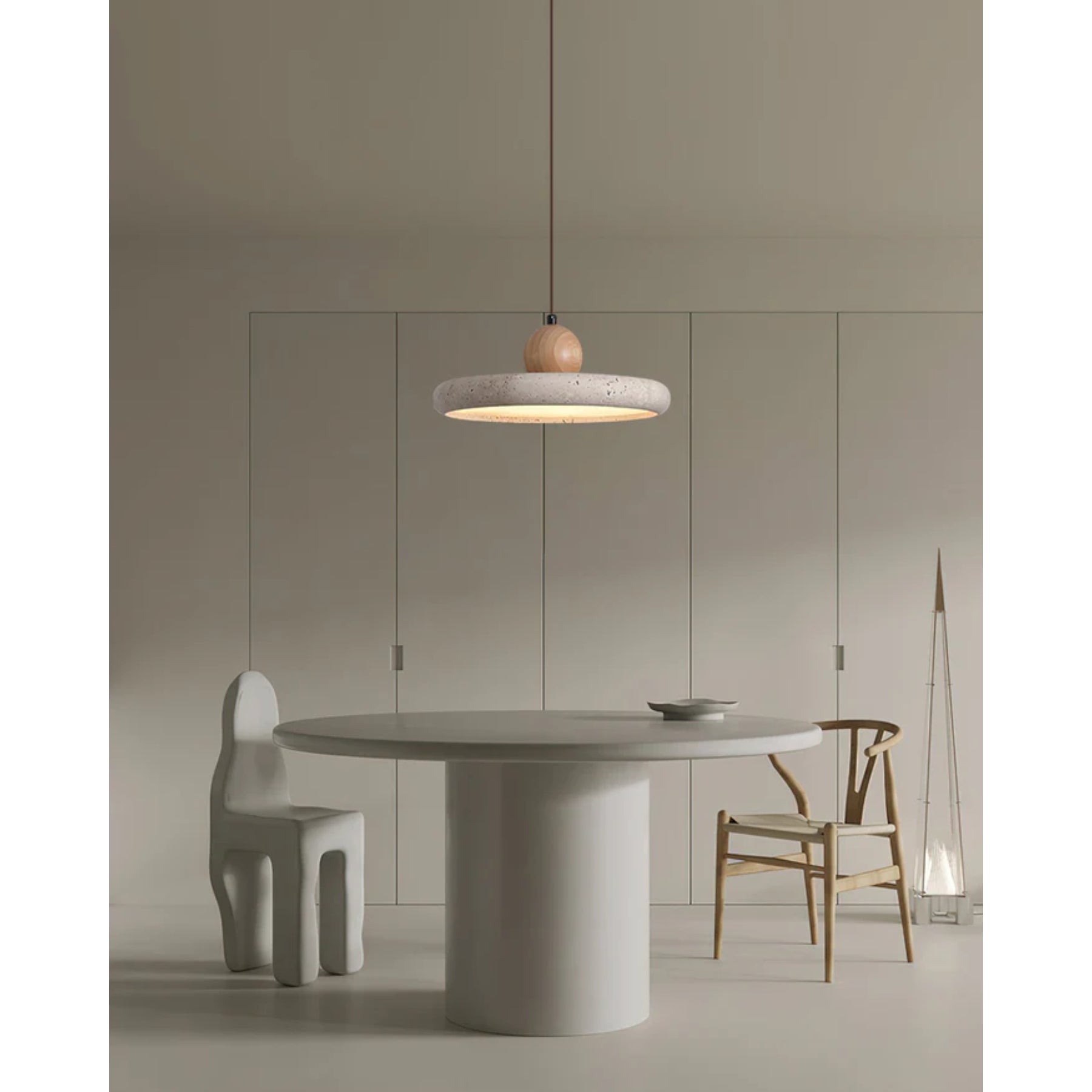 Modern Globe Pendant Light | Natural Travertine and Wood Design for Kitchen Pendant Lighting 6