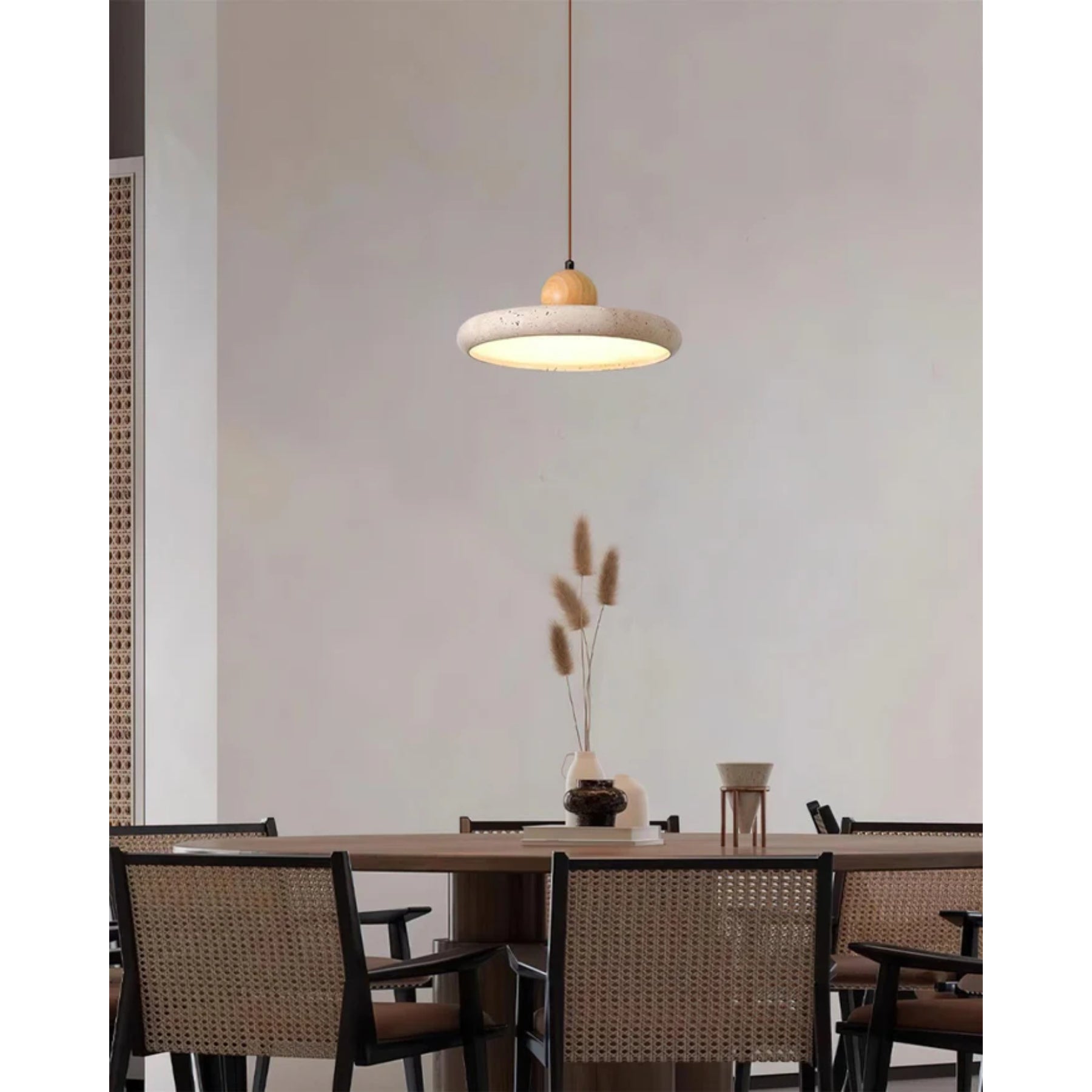 Modern Globe Pendant Light | Natural Travertine and Wood Design for Kitchen Pendant Lighting 8