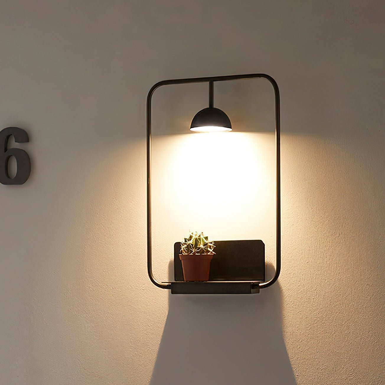 Modern Metal Wall Lamp | Integrated Shelf for Stylish Decor 4