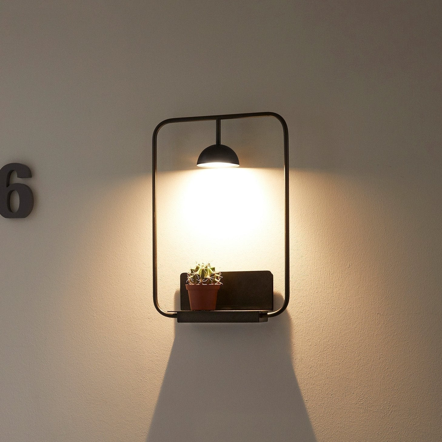 Modern Metal Wall Lamp | Integrated Shelf for Stylish Decor 5