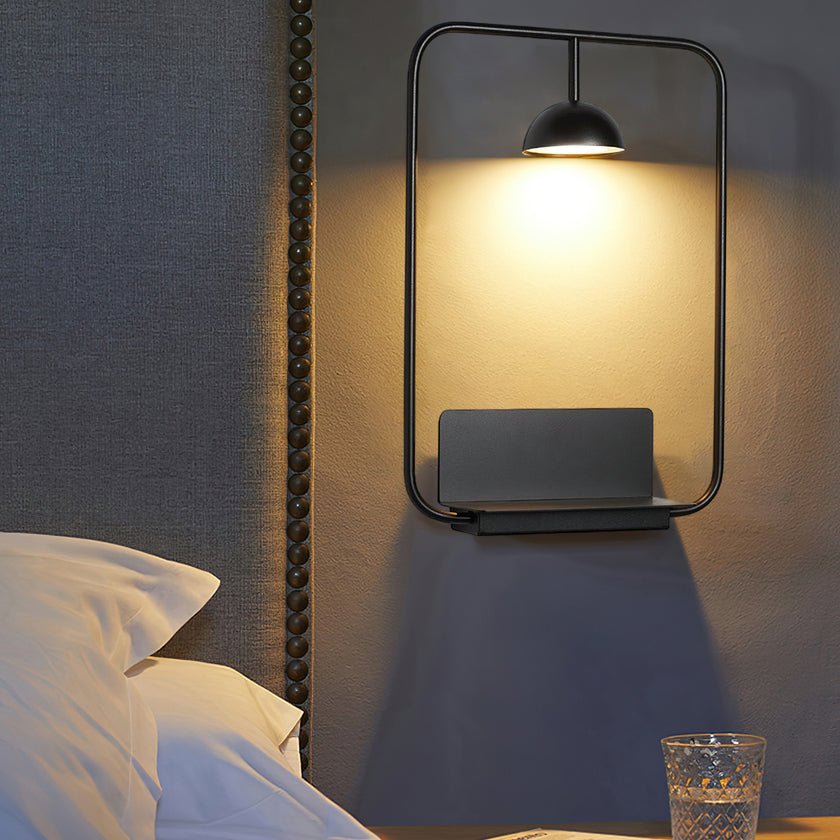 Modern Metal Wall Lamp | Integrated Shelf for Stylish Decor 6