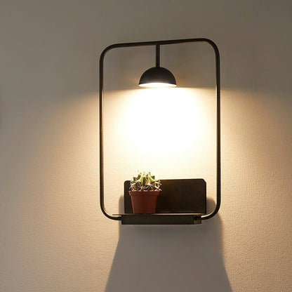 Modern Metal Wall Lamp | Integrated Shelf for Stylish Decor 7