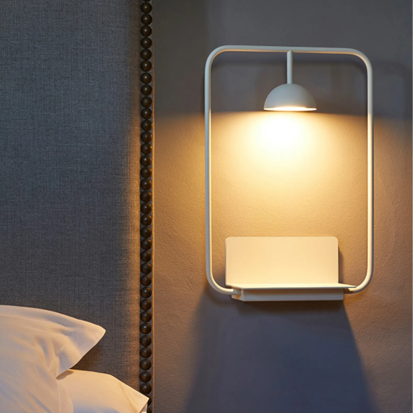 Modern Metal Wall Lamp | Integrated Shelf for Stylish Decor 8