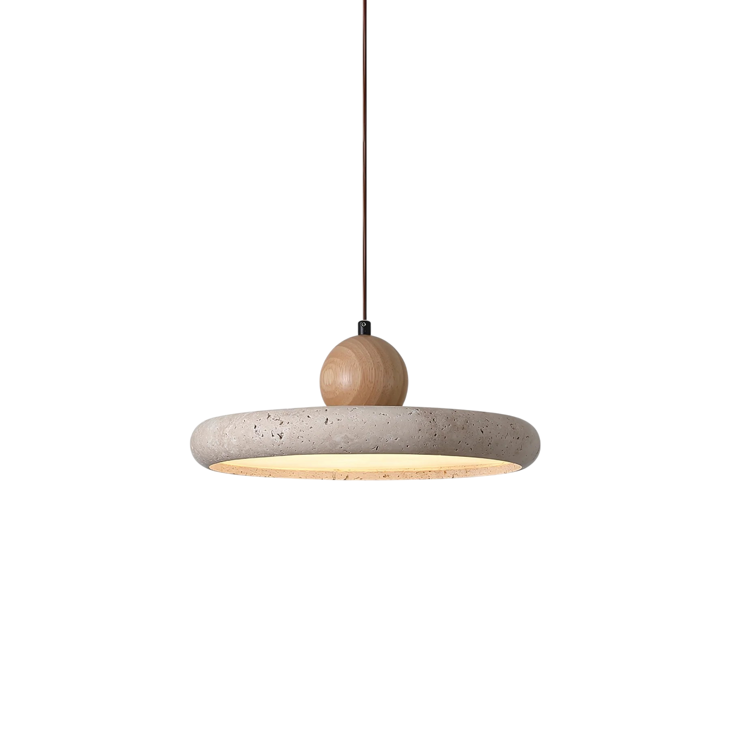 Modern Pendant Lamp | Natural Travertine and Wood Design 0