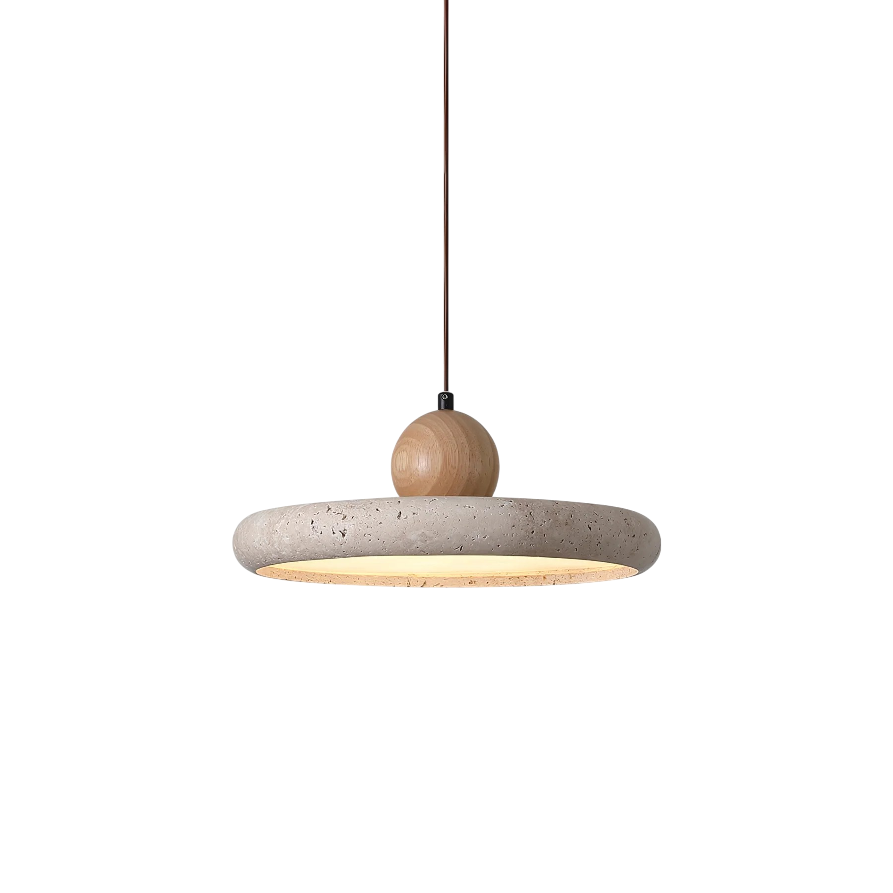 Modern Pendant Lamp | Natural Travertine and Wood Design 0