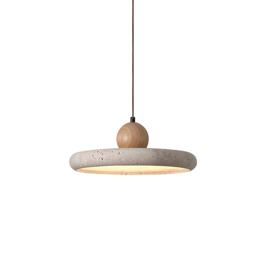 Modern Pendant Lamp | Natural Travertine and Wood Design 0