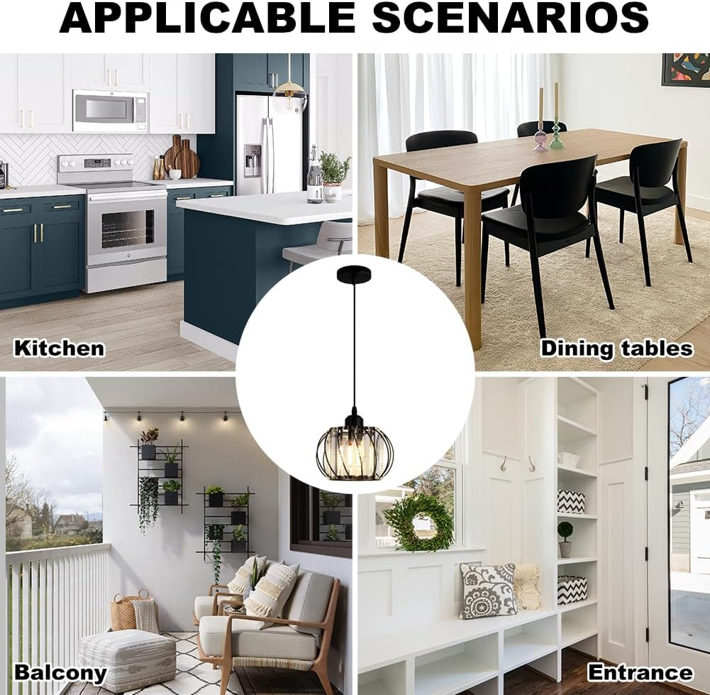 Modern Pendant Light | Black Glass Globe Ceiling Fixture 3
