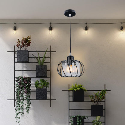 Modern Pendant Light | Black Glass Globe Ceiling Fixture 4