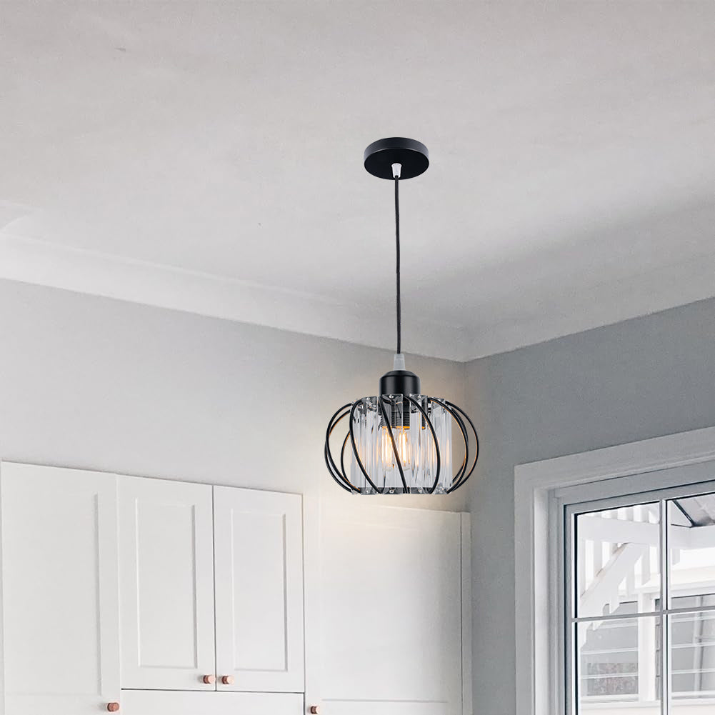 Modern Pendant Light | Black Glass Globe Ceiling Fixture 5