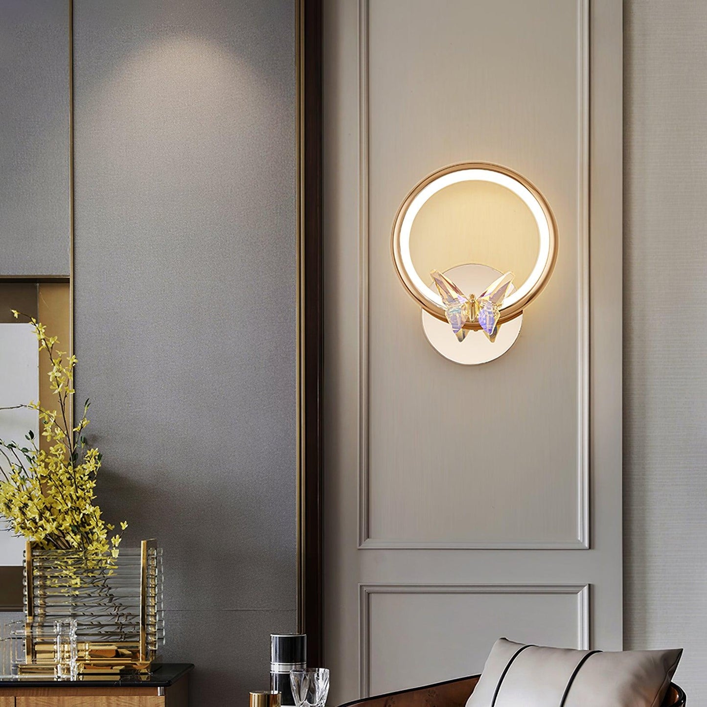 Modern Wall Sconce | Elegant Crystal Butterfly Design with LED Lighting 5