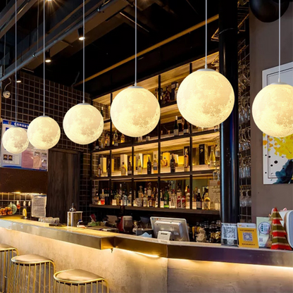 Moon Pattern Pendant Lamp | Serene Bamboo Shade with LED Lighting 0