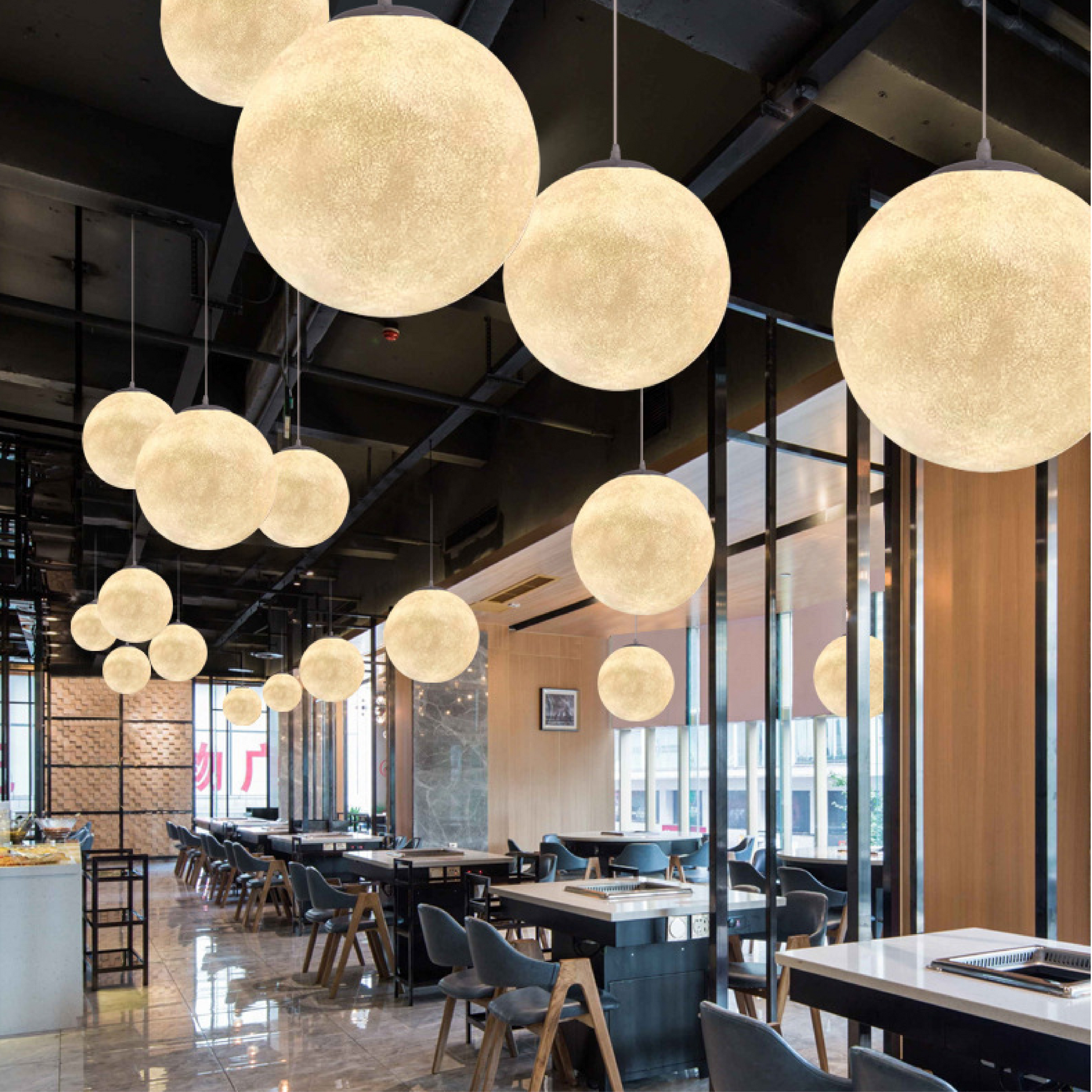 Moon Pattern Pendant Lamp | Serene Bamboo Shade with LED Lighting 1