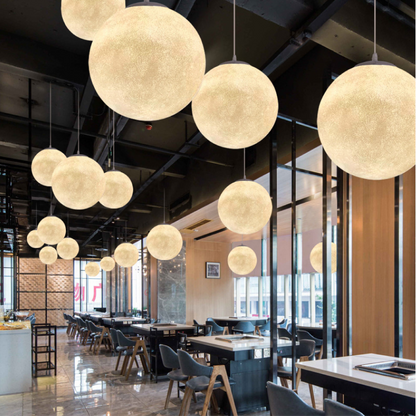 Moon Pattern Pendant Lamp | Serene Bamboo Shade with LED Lighting 1