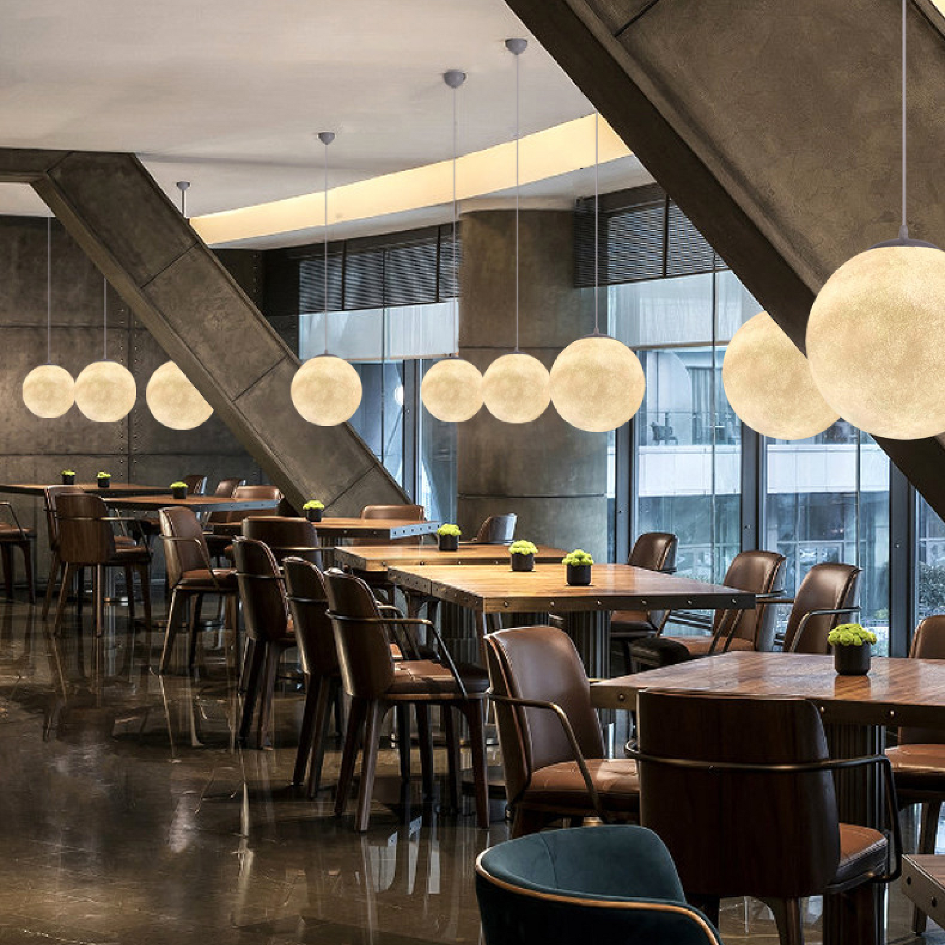 Moon Pattern Pendant Lamp | Serene Bamboo Shade with LED Lighting 2
